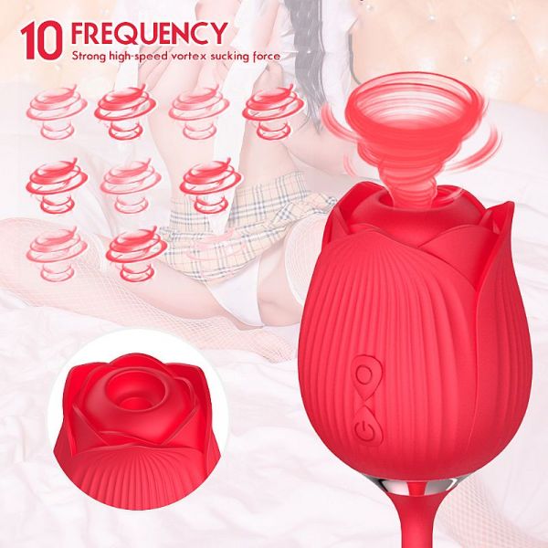 Vibrador Duplo Estimulo com Vai e Vem - Formato de Rosa-Greebaby