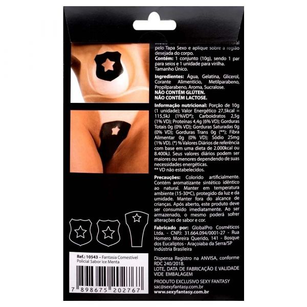 Fantasia Policial Sabor Ice-Menta - Tapa Sexo