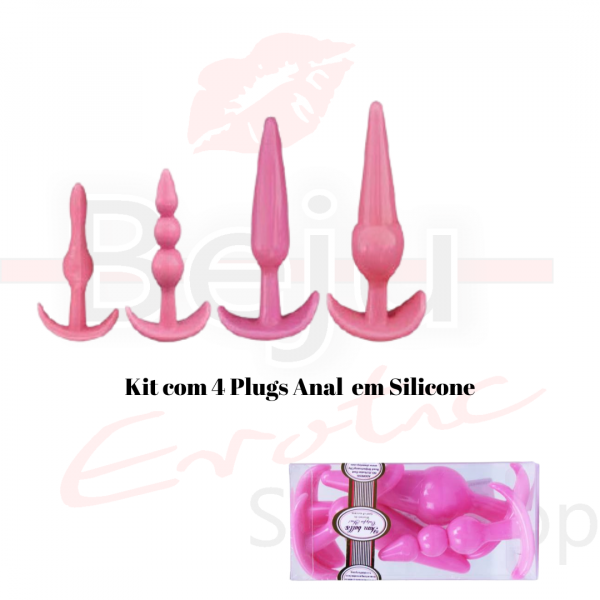 Kit com 4 Plugs Anal em Silicone