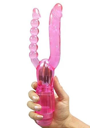 Vibrador Dupla Penetração Cristal Jelly