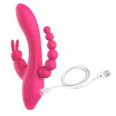 Vibrador Tripla Penetração Estímulos - Oley