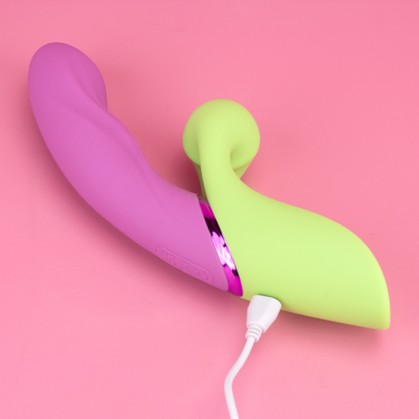 Vibrador Duplo Estimulo Macetando Rabbit Silicone Cirúrgico Função Tapping e Vibração