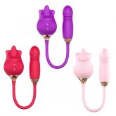 Vibrador Duplo Estímulo com Vai e Vem - Formato de Rosa - Tongue 2