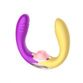 Vibrador Dupla Penetração com Sugador e Movimento de Vai e Vem