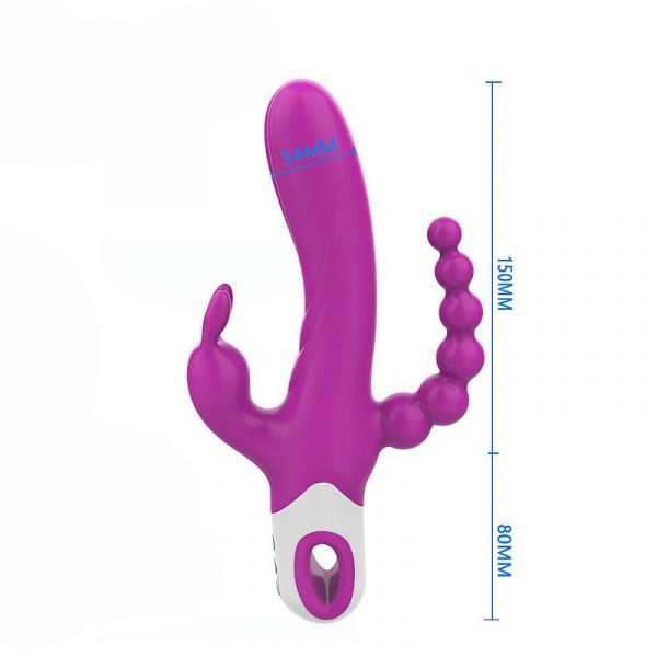 Vibrador Tripla Penetração Estímulos - Eden