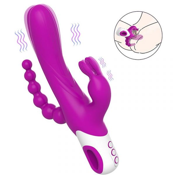 Vibrador Tripla Penetração Estímulos - Eden
