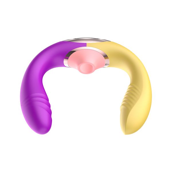 Vibrador Dupla Penetração com Sugador e Movimento de Vai e Vem