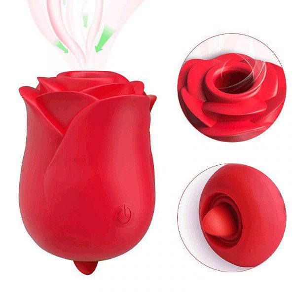 Estimulador Formato Rosa Cúpula - 2x1 com Pulsação e Língua