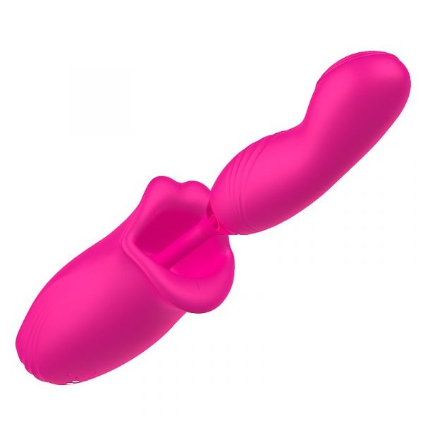 Vibrador Sugador em Formato de Boca com Dedilhar