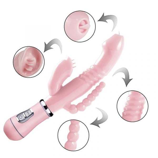 Vibrador Tripla Penetração Ponto G Clitóris Anal- 3 em 1