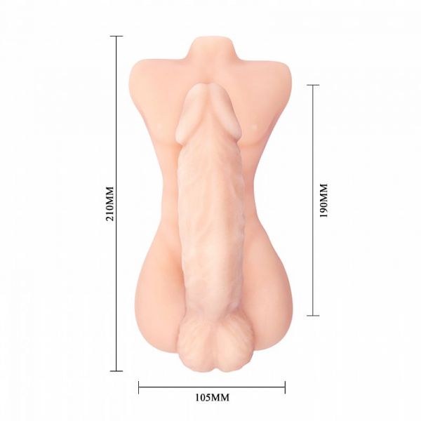 Masturbador Feminino com Prótese em Cyberskin Formato de Corpo - Bigger Man-Baile