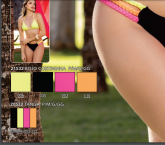 Conjunto Cortina Liso Tanga Trança Neon