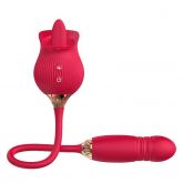Vibrador Duplo Estímulo com Vai e Vem - Formato de Rosa - Tongue 2