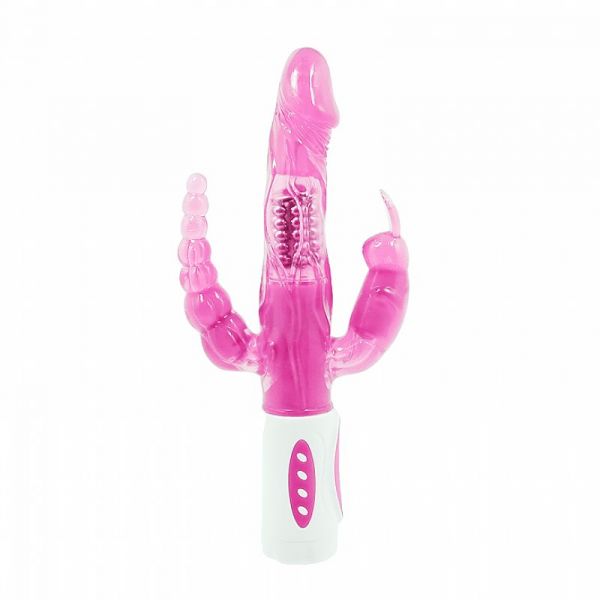 Vibrador Tripla Penetração Estímulo Rotativo