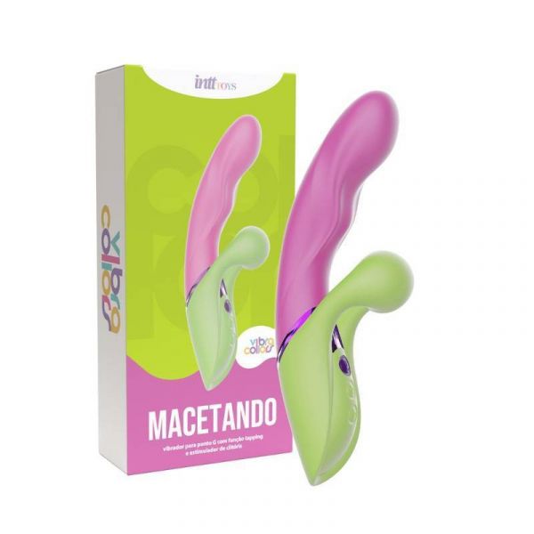 Vibrador Duplo Estimulo Macetando Rabbit Silicone Cirúrgico Função Tapping e Vibração