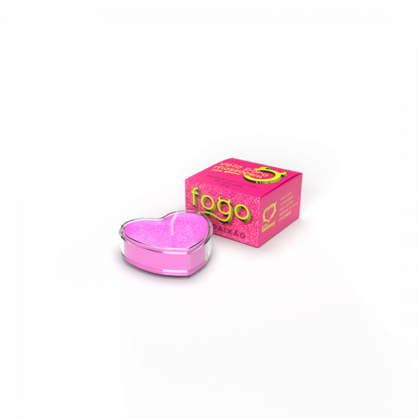 Vela Fogo da Paixão Com Glitter Morango