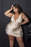 Camisola Cetim Detalhe em Fita Plus Size