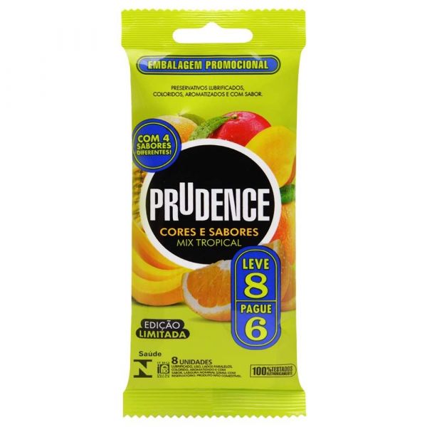 Preservativo Mix Tropical Leve 08 Pague 06 Unidades Prudence