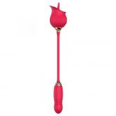 Vibrador Duplo Estímulo com Vai e Vem - Formato de Rosa - Tongue 2