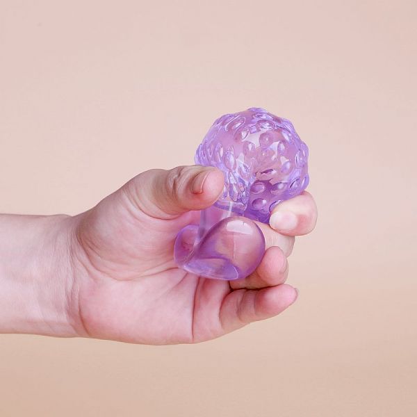 Plug Bolinha G Silicone com Textura Transparente