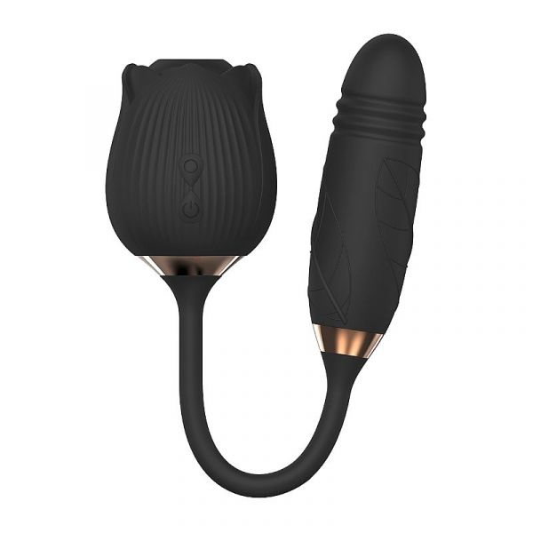 Vibrador Duplo Estimulo com Vai e Vem - Formato de Rosa-Greebaby