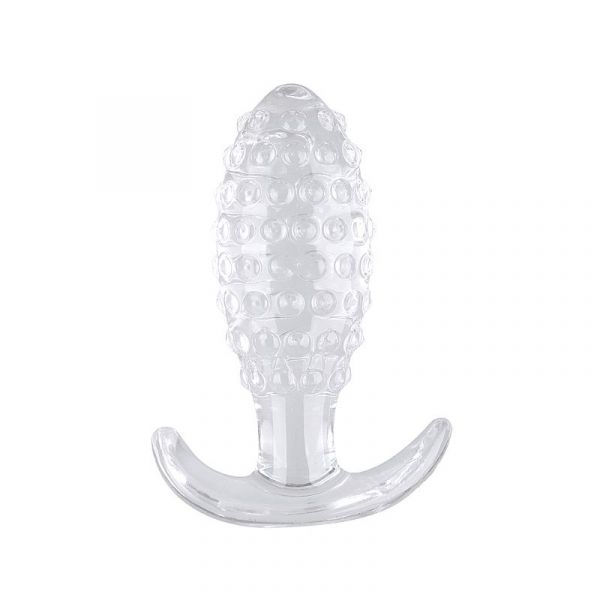 Plug Bolinha G Silicone com Textura Transparente