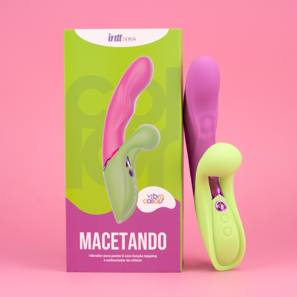 Vibrador Duplo Estimulo Macetando Rabbit Silicone Cirúrgico Função Tapping e Vibração