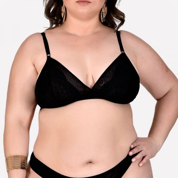 Sutiã Sem Bojo Plus Size em Tule e Renda - Magia