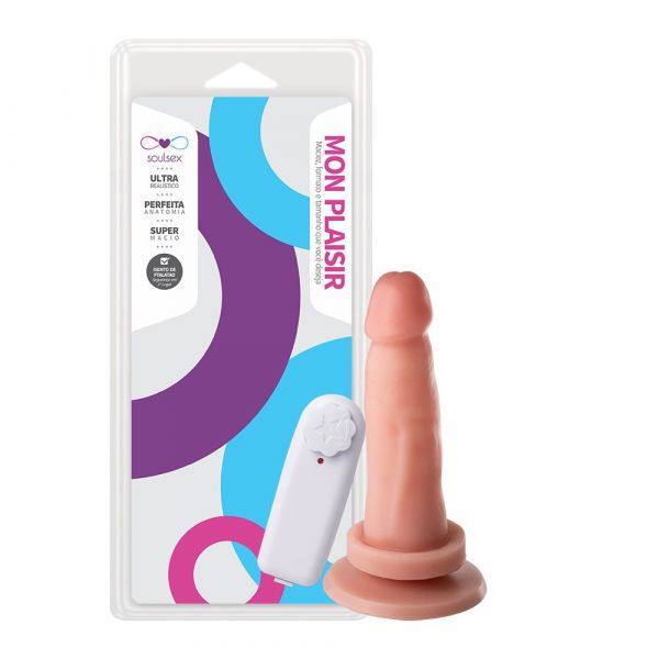 Prótese 13,5 x 3,5 cm Vibrador Externo Ventosa