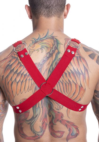 Harness Elastico com Argolas Vermelho