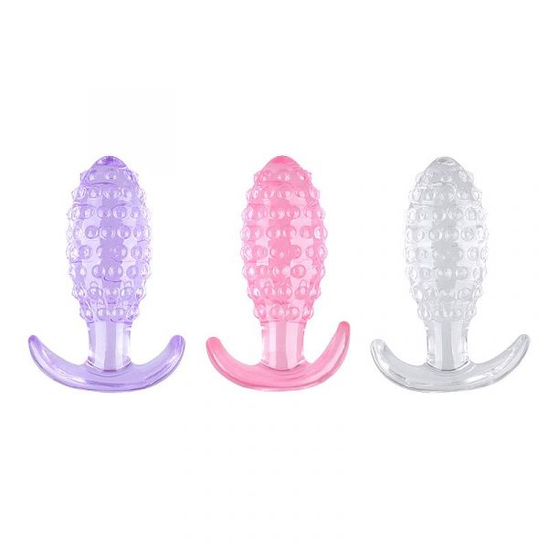 Plug Bolinha G Silicone com Textura Transparente