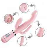 Vibrador Tripla Penetração Ponto G Clitóris Anal- 3 em 1