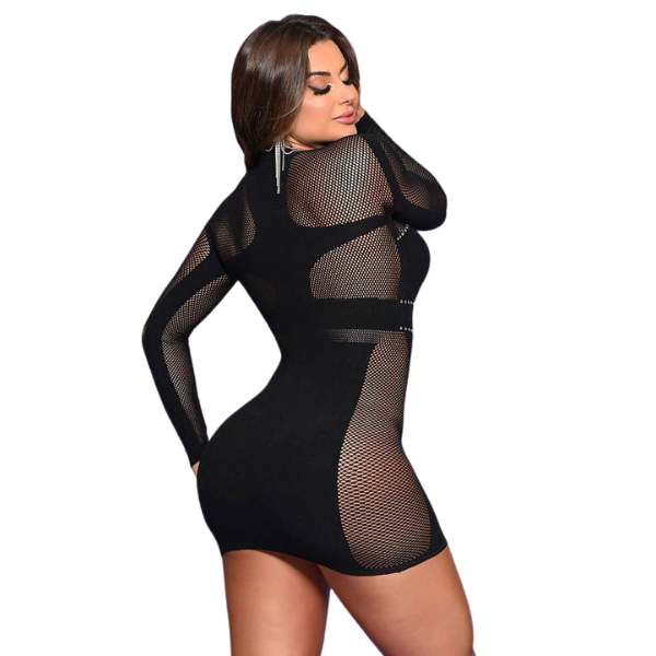 *Vestido com Mangas Longas e detalhes em Strass