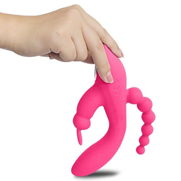 Vibrador Tripla Penetração Estímulos - Oley
