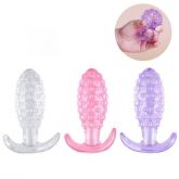Plug Bolinha G Silicone com Textura Transparente
