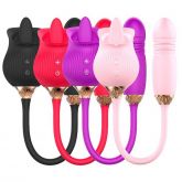 Vibrador Duplo Estímulo com Vai e Vem - Formato de Rosa - Tongue 2