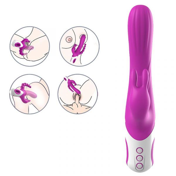 Vibrador Tripla Penetração Estímulos - Eden