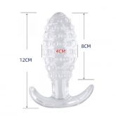 Plug Bolinha GG Silicone com Textura Transparente