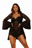 *Robe em Tule de Lycra e Renda com Babados