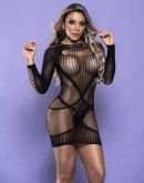 Mini Vestido BodyStocking com Mangas