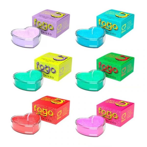 Vela Fogo da Paixão Com Glitter Morango