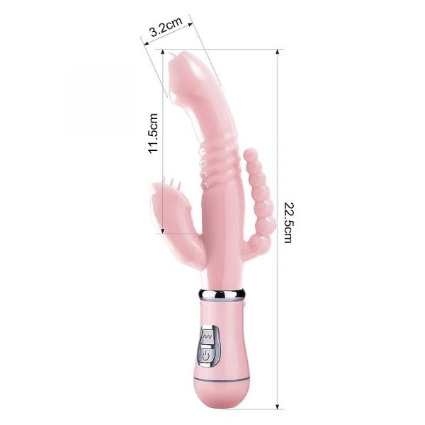 Vibrador Tripla Penetração Ponto G Clitóris Anal- 3 em 1