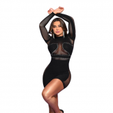 *Vestido com Mangas Longas e detalhes em Strass