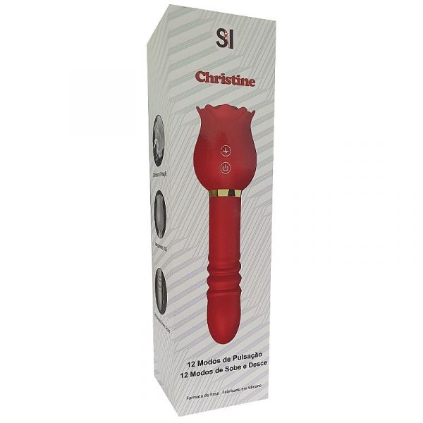 Vibrador de Ponto G e Clitóris Rosa com Pulsação e Vai e Vem - Christine