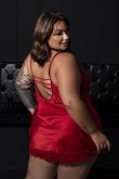 Camisola Cetim e Renda com Strappy Plus Size