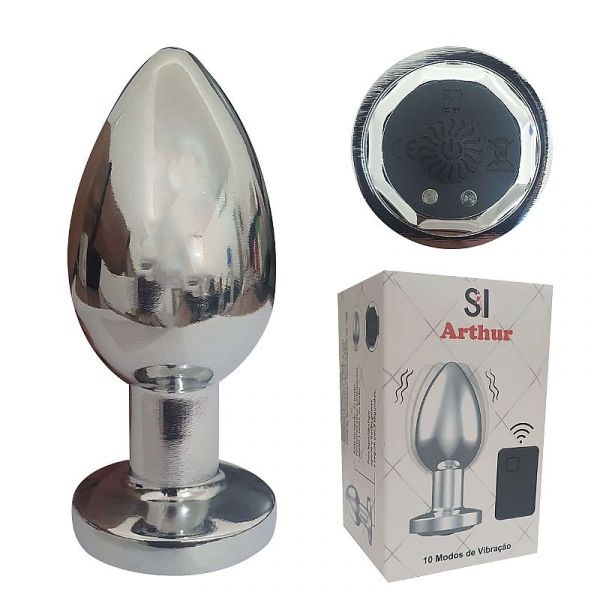 Plug Metal com Vibrador e Controle Remoto Tam M