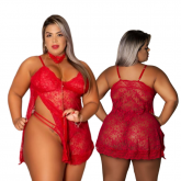 *Camisola Renda com Fenda Plus Size