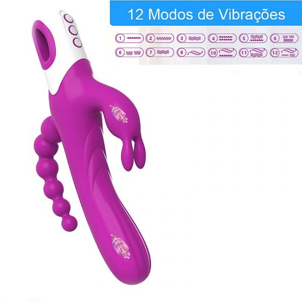 Vibrador Tripla Penetração Estímulos - Eden