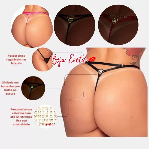 *Calcinha Fio Dental Personalizável Brilha no Escuro
