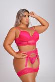 Conjunto Cropped c/Bojo e Cinta Liga Pink Plus